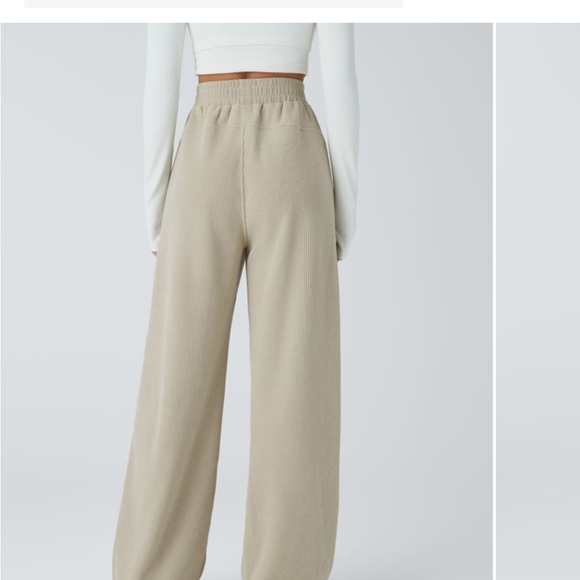 HALARA Cream Wide Leg Pants High Waisted - Picture 2 of 4